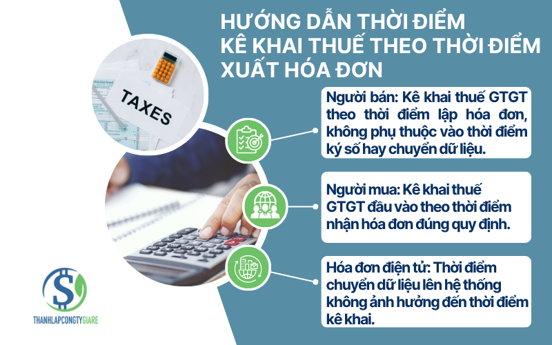 Hướng dẫn thời điểm kê khai thuế theo thời điểm xuất hóa đơn Hướng dẫn thời điểm kê khai thuế theo thời điểm xuất hóa đơn